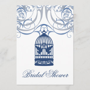 Invitación Ducha nupcial encantadora del Birdcage azul de Drk