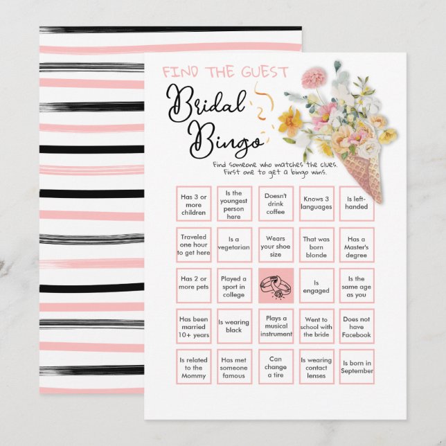 Invitación Ducha nupcial escocesa para huésped BINGO (Anverso / Reverso)