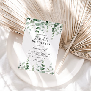 Invitación Ducha nupcial española de eucalipto verde minimali
