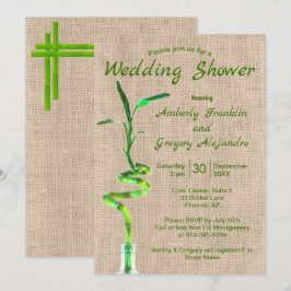 Invitación Ducha nupcial espiral Lucky Bamboo Rustic Burlap