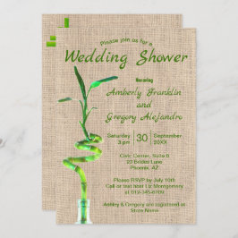 Invitación Ducha nupcial espiral Lucky Bamboo Rustic Burlap