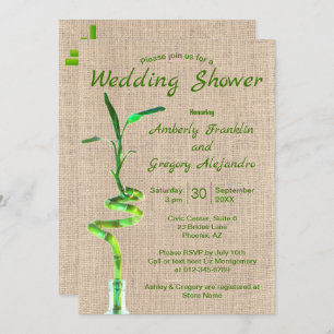 Invitación Ducha nupcial espiral Lucky Bamboo Rustic Burlap