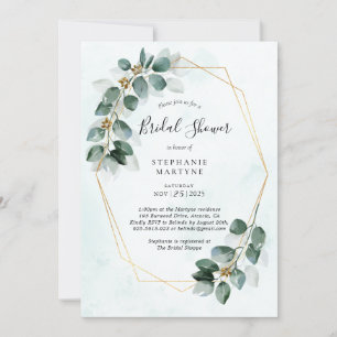Invitación Ducha nupcial Eucalyptus Agua Geométrica