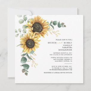 Invitación Ducha nupcial Eucalyptus Sunflower Brunch Bubbly