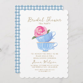 Invitación Ducha nupcial Fiesta de té rosas rosas rosas azule