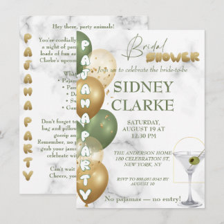 Invitación Ducha nupcial. Fiesta Pajama