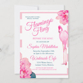 Invitación Ducha nupcial Flamingo Fling Stripe Floral Moda