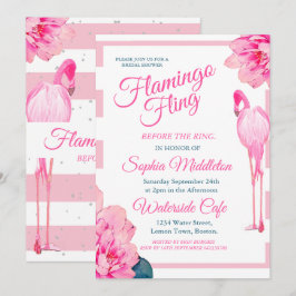 Invitación Ducha nupcial Flamingo Fling Stripe Floral Moda