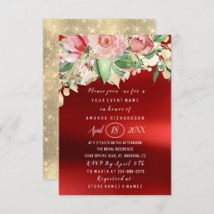 Invitación Ducha nupcial Flor Brunch Greenery Gold Marsala