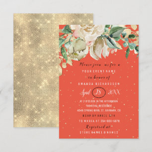 Invitación Ducha nupcial Flor Brunch Mint Coral Confetti
