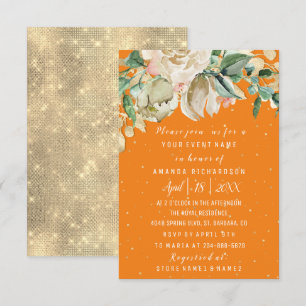 Invitación Ducha nupcial Flor Brunch Mint Naranja Confetti