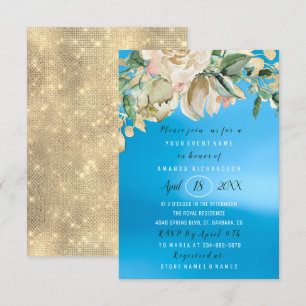 Invitación Ducha nupcial Flor Brunch Rosas de menta Blue Sku