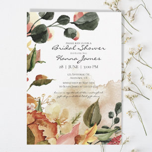 Invitación Ducha nupcial floral acuática de otoño