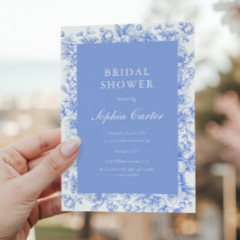 Invitación Ducha nupcial floral azul