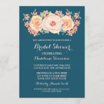 Ducha nupcial floral azul de color azul marino