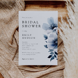 Invitación Ducha nupcial floral azul de la marina