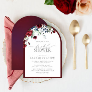 Invitación Ducha nupcial floral azul de la Marina de Borgoña