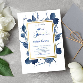 Invitación Ducha nupcial floral azul de la Marina moderna