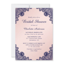 Ducha nupcial floral azul marino y Rubor