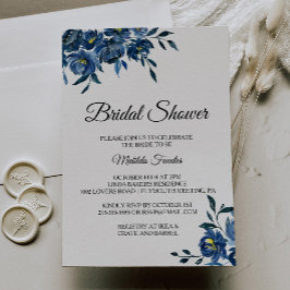 Invitación Ducha nupcial floral azul moderna