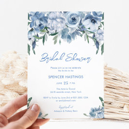 Invitación Ducha nupcial floral azul turquesa moderna