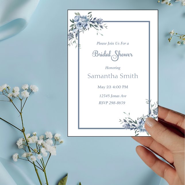 Invitación Ducha nupcial floral azul turquesa moderna (Subido por el creador)