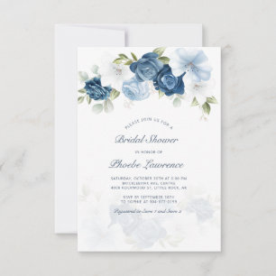 Invitación Ducha nupcial floral azul turquesa moderna