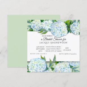 Invitación Ducha nupcial floral azul y blanca de Hydrangea