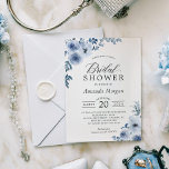 Invitación Ducha nupcial floral azul y húmeda<br><div class="desc">Celebra la futura novia con esta "Dusty Blue Bohemian Floral Bridal Shower Invitation". Es fácil personalizar este diseño para ser único suyo. Para una mayor personalización, haga clic en el enlace "personalizar adicional" y utilice nuestra herramienta de diseño para modificar esta plantilla. Si necesita ayuda o elementos coincidentes, por favor...</div>