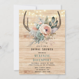 Invitación Ducha nupcial floral Boho Deer Antler