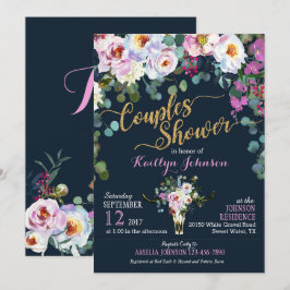 Invitación Ducha nupcial floral Boho Longhorn