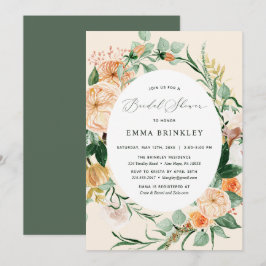 Invitación Ducha nupcial floral Boho Neutral Peach Floral