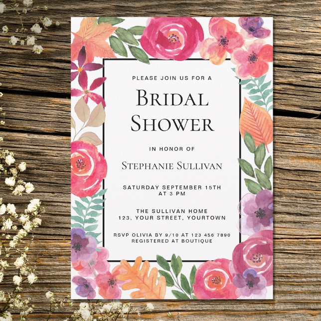 Invitación Ducha nupcial floral colorida (Subido por el creador)