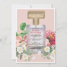 Ducha nupcial floral con botella de perfume rosa R