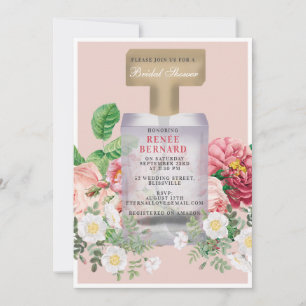 Invitación Ducha nupcial floral con botella de perfume rosa R