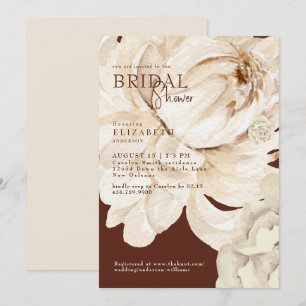 Invitación Ducha Nupcial Floral Cremosa de Chocolate Caliente