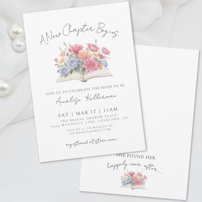 Invitación Ducha nupcial floral de acuarela (Book Watercolor Floral Bridal Shower Invitation)