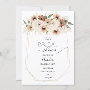 Invitación Ducha nupcial floral de Boho neutro y rusa