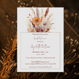 Invitación Ducha nupcial floral de Boho otoño | Blanco