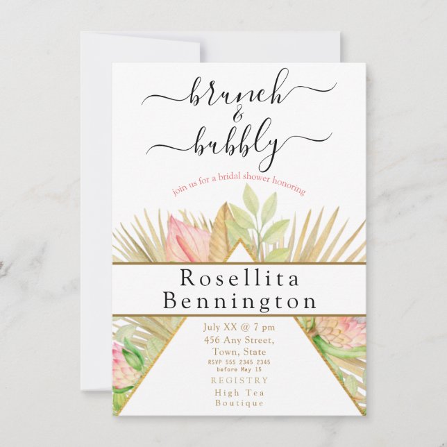Invitación Ducha nupcial floral de brunch (Anverso)