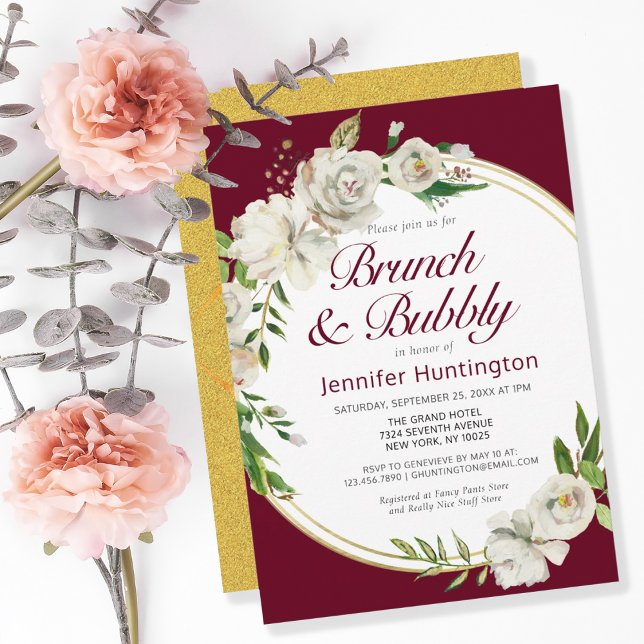 Invitación Ducha nupcial floral de brunch y burbuja (Subido por el creador)
