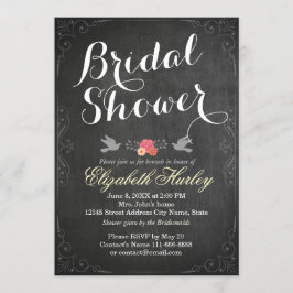 Invitación Ducha nupcial floral de Chalkboard moderna