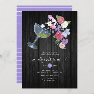 Invitación Ducha nupcial floral de champagne rústico