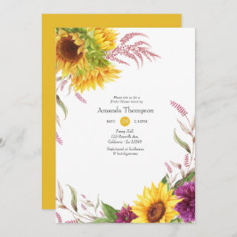 Invitación Ducha nupcial floral de ciruelas de sol y borgoña