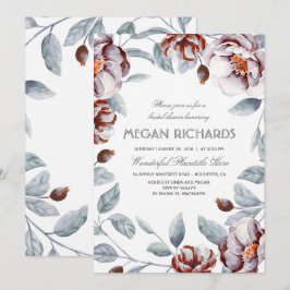 Invitación Ducha nupcial floral de ciruelas púrpura y berenje