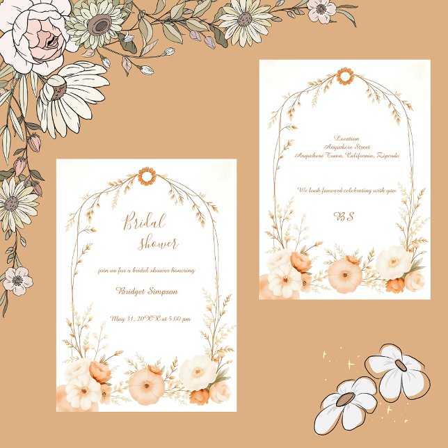 Invitación Ducha nupcial floral de color beige neutro (Subido por el creador)