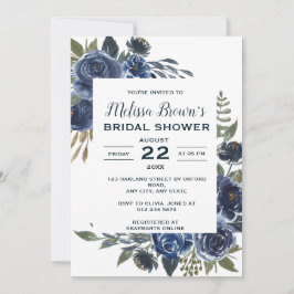 Invitación Ducha nupcial floral de eucalipto verde azul rústi