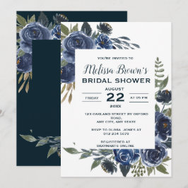 Invitación Ducha nupcial floral de eucalipto verde azul rústi