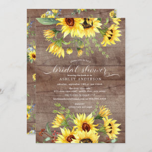 Invitación Ducha nupcial floral de girasol amarillo ruidoso