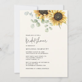 Invitación Ducha nupcial floral de girasol Eucalyptus